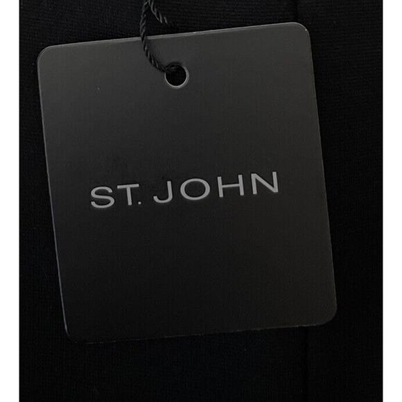 New St John LEXI Black Leggings Women 2 Leather Piping Pants Ankle Stretch Knit - Picture 8 of 8